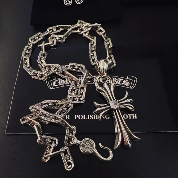 Chrome Hearts Sterling Silver Cross Pendant Necklace - Picture 3 of 8